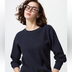 UNIQLO - NWT - Dark Blue Navy Waffle Knit Long Sleeve Top Shirt